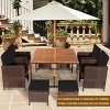 Tangkula Patio Dining Set Outdoor Furniture Set with Cushions Space-Saving Table with Acacia Wood Tabletop Rattan Chair and Ottoman Sets Black - 4 of 4