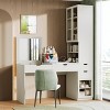 Vanity Desk with Mirror Hidden Compartments Glass Cabinets Multifunctional for Bedroom or Home Office-3irtyhousy - 2 of 4