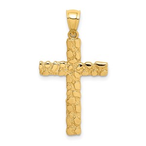 Black Bow Jewelry 14k Yellow Gold Polished Nugget Cross Pendant - 1 of 4