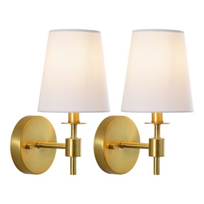 Dalany 7" Brass and White Wall Sconce Set
