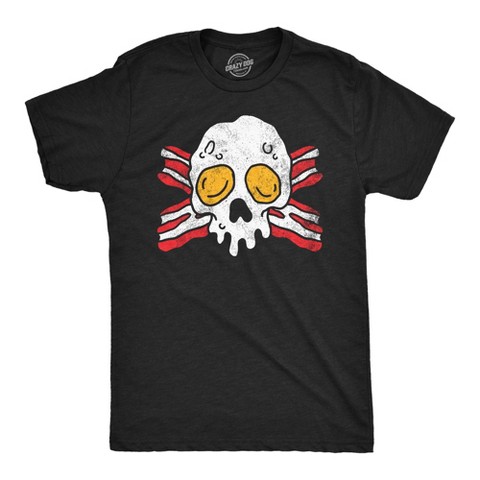 Мужские футболки Crazy Dog T-Shirts, Inc. Mens Funny T Shirts Bacon and Eggs Skull Breakfast Graphic Tee for Men - Crazy Dog Men's T Shirt For Foodies Black XL