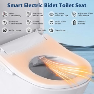 Smart Electronic Bidet Toilet Seat | Heated Elongated Seat |  Air Dryer & Stainless-Steel Nozzle, Soft Close Lid, Wireless Remote & LED Night Light - 1 of 4