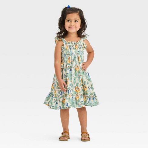 Toddler Girls' Bluey Tropical Printed Sundress - Off-white 5t : Target