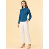 Allegra K Women's Point Collar Long Sleeve Button Shirt - 4 of 4