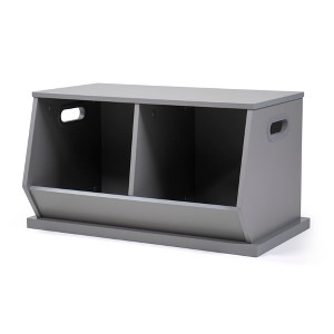 Wood Toy Storage Cubby and Kids' Bookcase Gray - Humble Crew: Toy Organizer, MDF Frame, Open Shelf, 2+ Years - 1 of 4