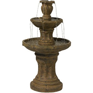 John Timberland Tuscan Garden Rustic 3 Tier Basin Outdoor Floor Water Fountain 41 1/2" for Yard Backyard Garden Patio Home Deck Porch House Exterior - 1 of 4