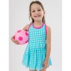 RuffleButts Girls UPF50+ Active Dress & Bike Short Set - Bright Aqua Gingham, 12 - 3 of 4