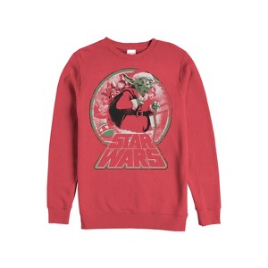 Men's Star Wars Jedi Master Yoda Santa Claus Sweatshirt - 1 of 3