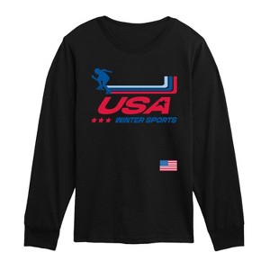 Boys' - Instant Message - Usa Winter Sports Oversized Long Sleeve Graphic T-Shirt - 1 of 4