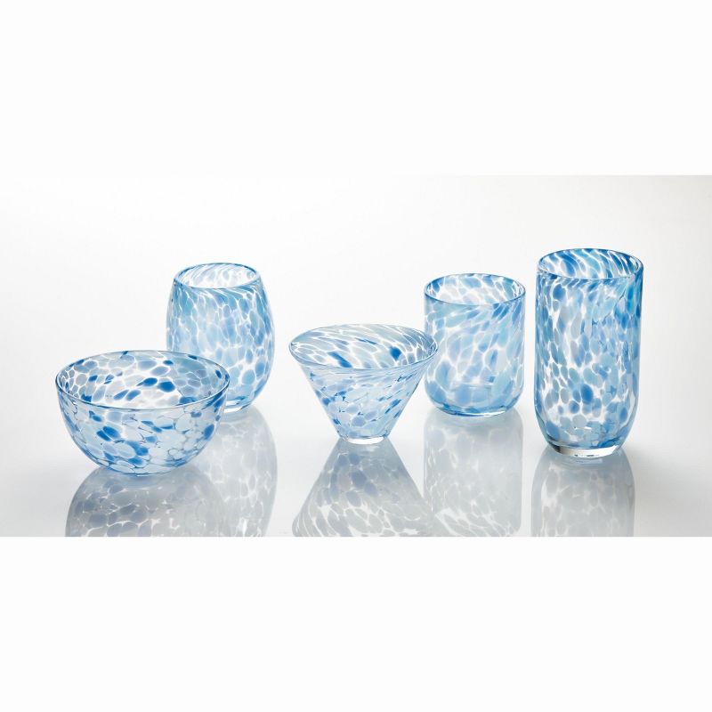 tagltd Confetti Tumbler Light Blue Glass Colored Drinkware With Confetti Design, 2 of 4