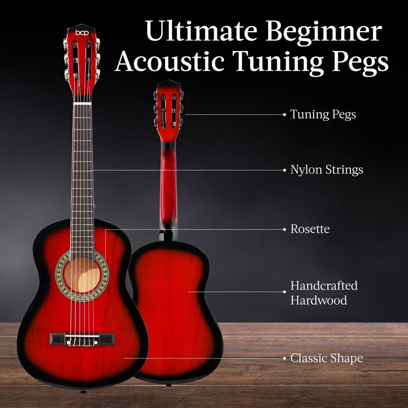 Best Choice Products 30in Kids Acoustic Guitar Beginner Starter Kit with Tuner, Strap, Case, Strings, 4 of 9
