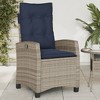 vidaXL Reclining Patio Chairs with Cushions - 2 pcs Set, Gray Poly Rattan, Adjustable Backrest, Weather-Resistant Outdoor Lounge Seating - 3 of 4