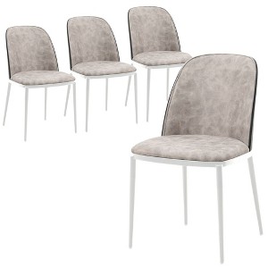 LeisureMod Tule Dining Side Chair with Velvet Seat and White Powder-Coated Steel Frame, Set of 4 - 1 of 4