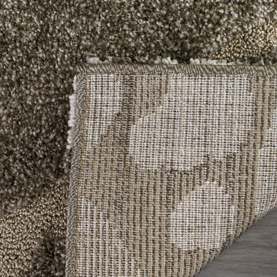 Smoke Beige Floral Sculpted Shag 4' Square Rug