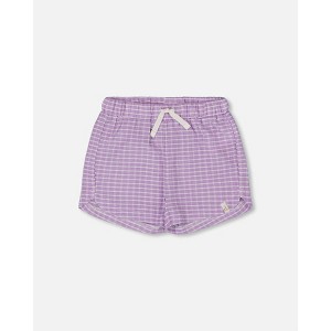 Deux par Deux Girl Crinkle Short White Checkered Lilac - 1 of 4