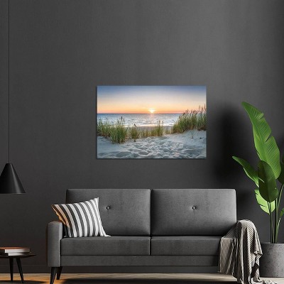 Sunset Beach Landscape Canvas Print on Pine Frame