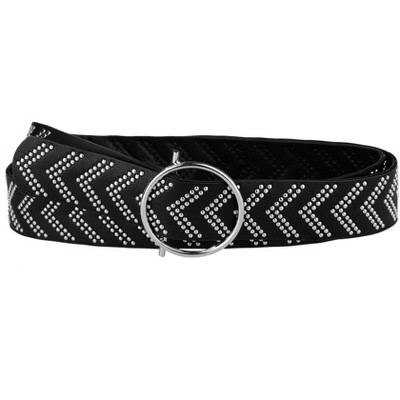 INSPIRE CHIC Women's Skinny Dress Round Metal Buckle Narrow Waist Belts