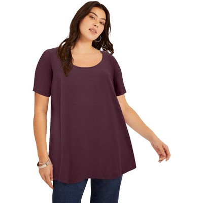 June + Vie by Roaman's Women's Plus Size Short-Sleeve Swing One + Only Tunic