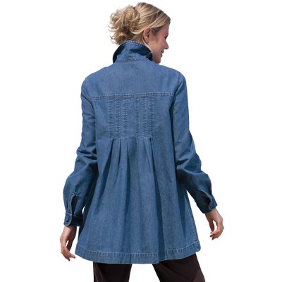 Woman Within Women's Plus Size Pleat-Back Denim Jacket