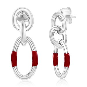 Bella Silver Sterling Silver, Lava Enamel Dangle Earrings - Red - 1 of 2