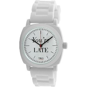 TKO Orlogi Unisex " You're Late " Expression Watch with White Rubber Band - 1 of 2