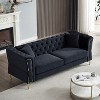 NicBex Velvet Sofa,2-Seater/3-Seater Tufted Couch with Metal Foot and Nailhead for Living Room,Bedroom,Apartment,Black - 2 of 4