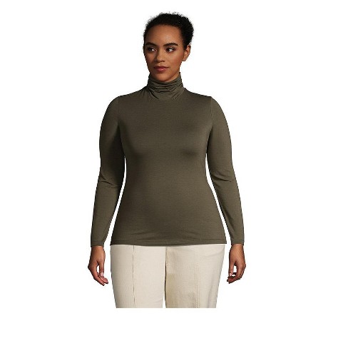 Lands End Womens Plus Size Lightweight Fitted Long Sleeve Turtleneck 
