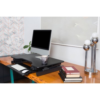 Deluxe 40" Black Metal Wide Standing Desk Converter with Retractable Keyboard Tray