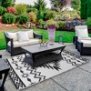 Northlight 4' x 6' Black and White Aztec Print Rectangular Outdoor Area Rug - 2 of 4