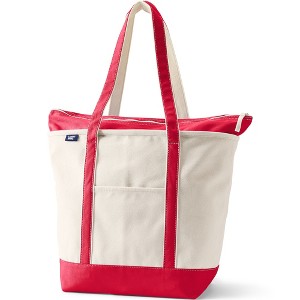 Lands' End Zip Top Long Handle Canvas Tote Bag - 1 of 4