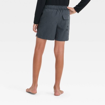 Art Class Boys' Striped Swim Shorts - art class™ Black S: Cotton Blend, Recycled Polyester, Built-in Boxer, Elastic Waistband, Drawstring — фото 2