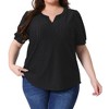 Agnes Orinda Women's Plus Size Summer Eyelet V Neck Short Sleeve Blouse - 2 of 4