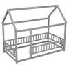 YOOCOZZ Twin Size Floor Wooden Bed with House Roof Frame, Fence Guardrails - 4 of 4