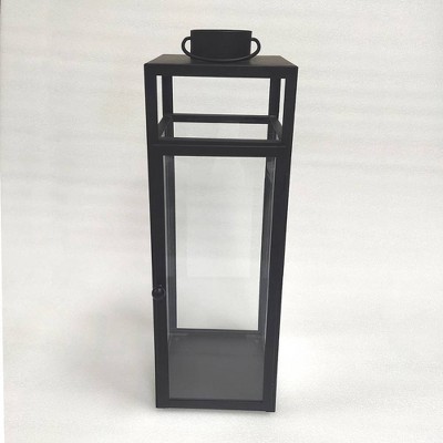 24" x 8" Decorative Metal Lantern Candle Holder Black - Threshold™