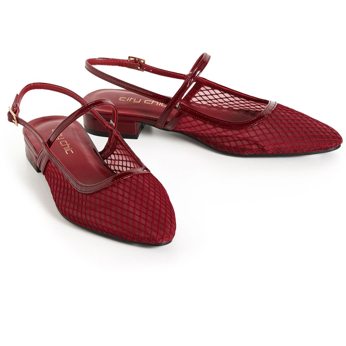 Обувь City Chic | Women's Plus Size WIDE FIT Lily Mesh Flat - berry - 11W — фото 6