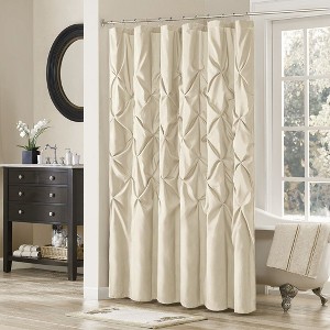 PAGED 72x72 Inch Polyester Semi-Sheer Shower Curtain with 12 Button Holes on Top,Tufted Shower Curtains for Bathroom - 1 of 4