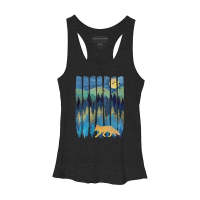 Women's Design By Humans Fox Forest Night By Maryedenoa Racerback Tank Top