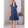 INSPIRE CHIC Women's Ruffle Short Sleeve V Neck Side Pockets Midi Dress - 2 of 4