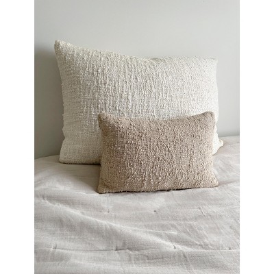 Cozy Beige Cotton Boucle Lumbar Pillow 14x20