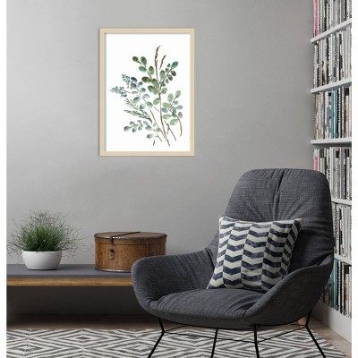 Svelte Natural Framed Botanical Watercolor Wall Art, 19" x 25"