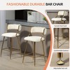 QingMoon Modern Bar Stools Set of 2, Corduroy Counter Height Chairs with Curved Backrest, Golden Chromed Base and Footrest for Kitchen Island - 2 of 4
