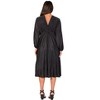 24seven Comfort Apparel Shimmer Pleated V Neck Empire Waist Bishop Sleeve Midi Dress - 3 of 4