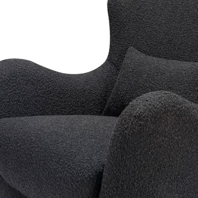 Solstice Swivel Glider in Black Boucle with Curved Back