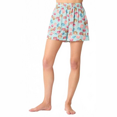 Women's Poly Satin Macarons Printed Pajama Shorts - Peach Love