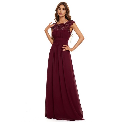 Ever-Pretty Maxi Long Lace Cap Sleeve Bridesmaid Dress - image 1 of 4