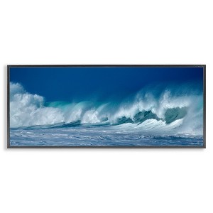 Stupell Industries Panoramic Tsunami Wave Splashing Framed Giclee Art, Black, 30" x 13" - 1 of 4