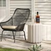 LuxenHome Outdoor Side Table for Patio, 17" Ivory White Pillar Round Cement End Table,Garden Stool, Accent Table for Indoor and Outdoor Off-White - 2 of 4