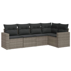 vidaXL Garden Sofa Set Grey PE Rattan, Powder-Coated Steel Large Modular - 1 of 4