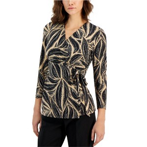 Anne Klein Womens Printed Wrap Blouse - 1 of 1