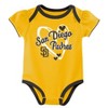 MLB San Diego Padres Infant Girls' 3pk White Bodysuit - 3 of 4